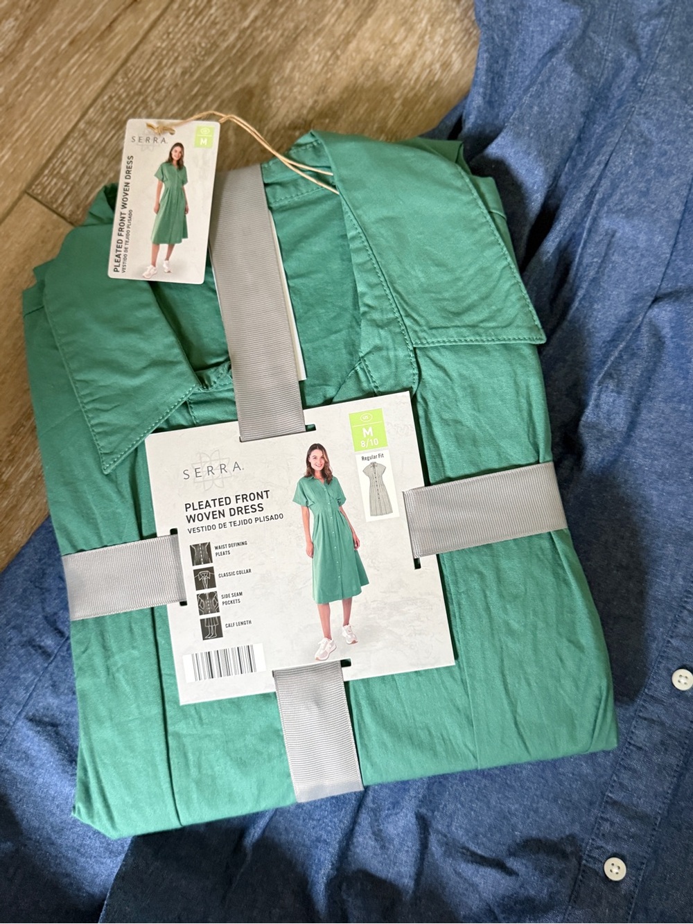 SERRA Pleated Front Woven Dress Bundle - Green & blue